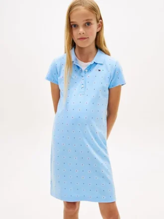Vestido polo infantil con estampado floral integral