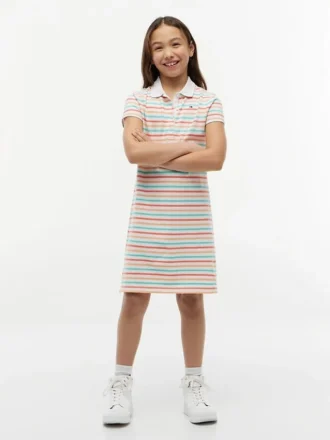Vestido polo infantil con rayas múltiples