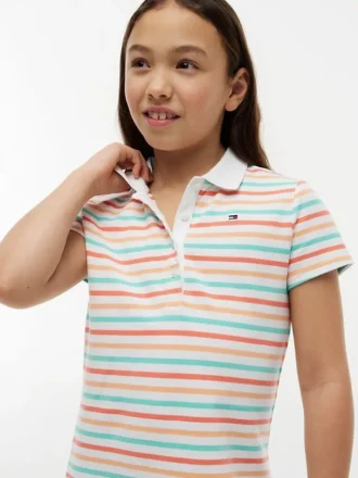 Vestido polo infantil con rayas múltiples