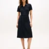 Vestido polo midi con cinturón y ribete Vestido polo midi con cinturón y ribete