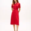 Vestido polo midi con cinturón y ribete Vestido polo midi con cinturón y ribete