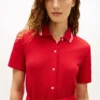 Vestido polo midi con cinturón y ribete Vestido polo midi con cinturón y ribete
