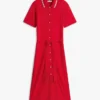 Vestido polo midi con cinturón y ribete Vestido polo midi con cinturón y ribete