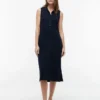 Vestido polo midi sin mangas de piqué Vestido polo midi sin mangas de piqué