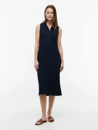 Vestido polo midi sin mangas de piqué