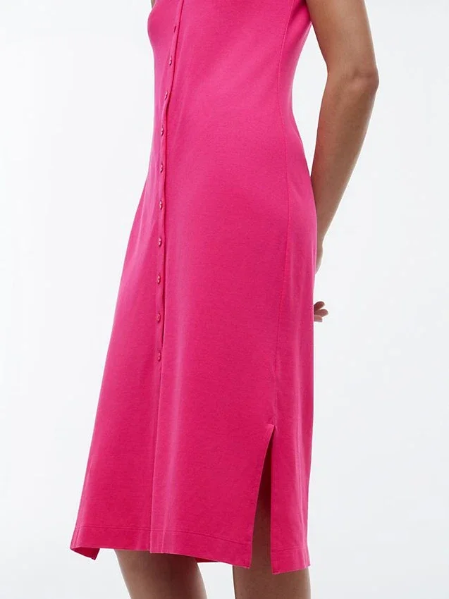 Vestido polo midi sin mangas de piqué Vestido polo midi sin mangas de piqué