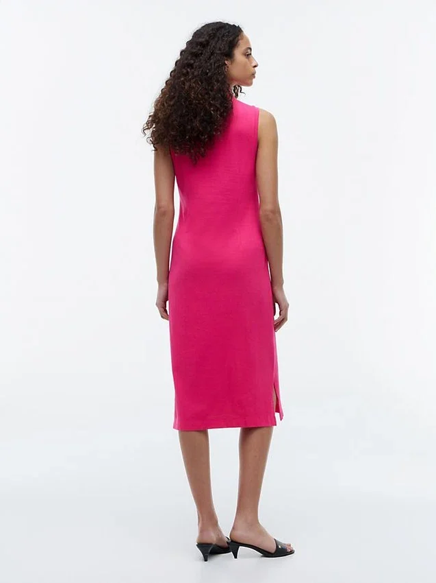 Vestido polo midi sin mangas de piqué Vestido polo midi sin mangas de piqué