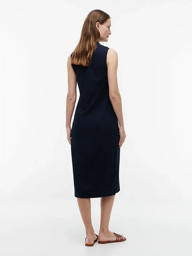 Vestido polo midi sin mangas de piqué Vestido polo midi sin mangas de piqué