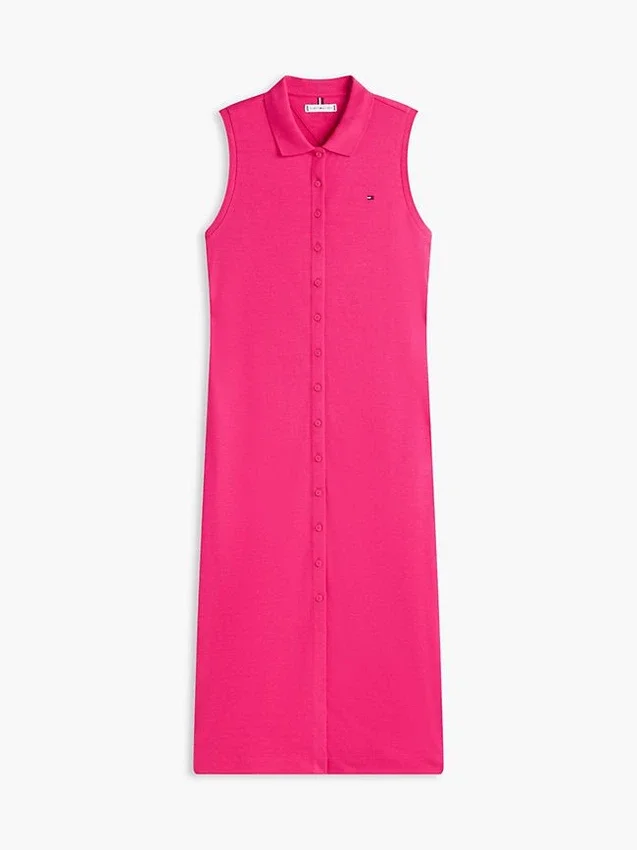 Vestido polo midi sin mangas de piqué Vestido polo midi sin mangas de piqué