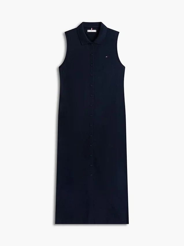 Vestido polo midi sin mangas de piqué Vestido polo midi sin mangas de piqué