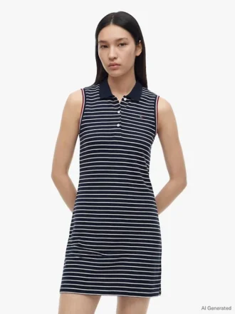 Vestido polo sin mangas a rayas