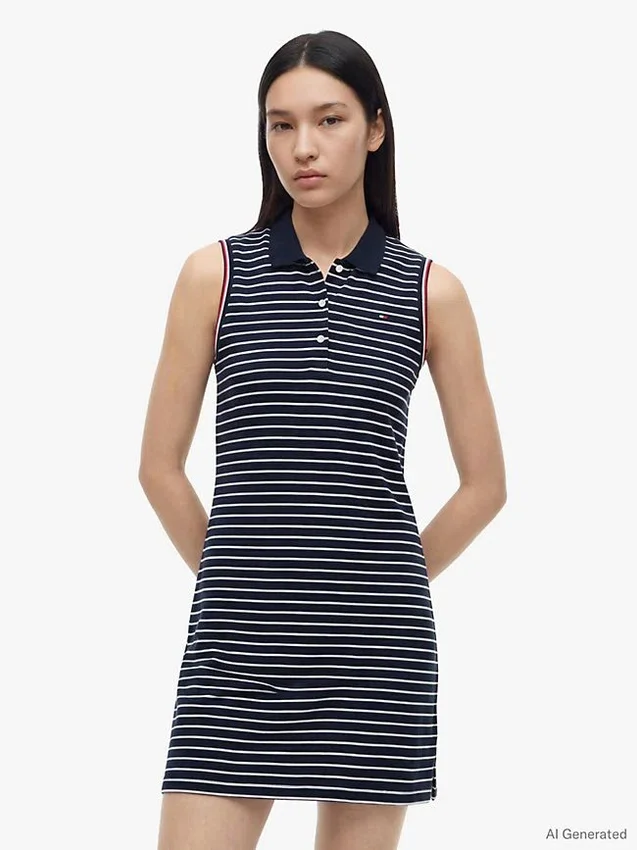 Vestido polo sin mangas a rayas Vestido polo sin mangas a rayas