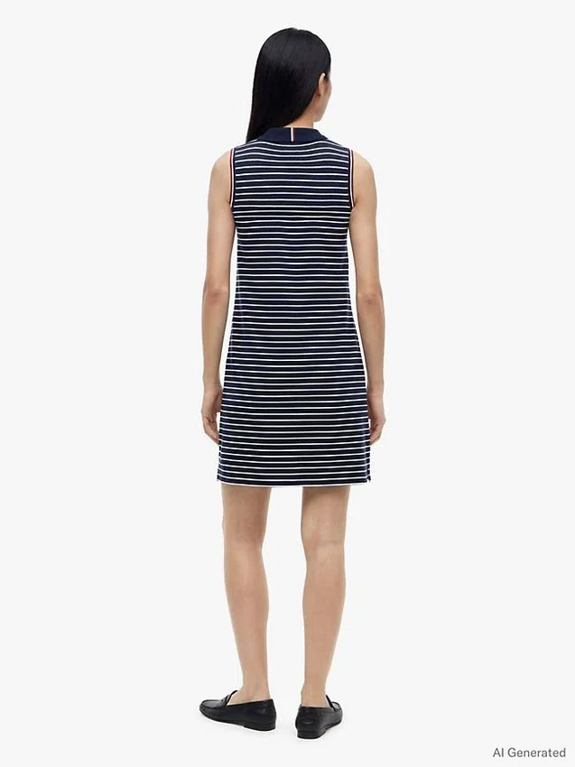 Vestido polo sin mangas a rayas Vestido polo sin mangas a rayas