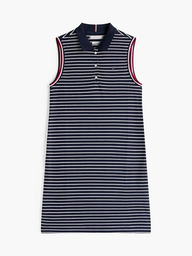 Vestido polo sin mangas a rayas Vestido polo sin mangas a rayas