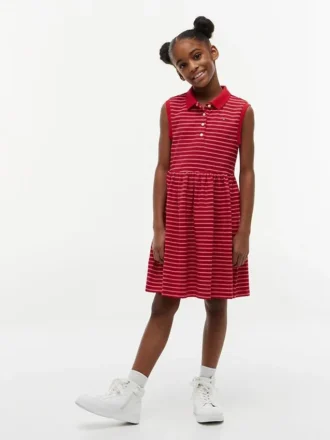 Vestido polo sin mangas a rayas para niña