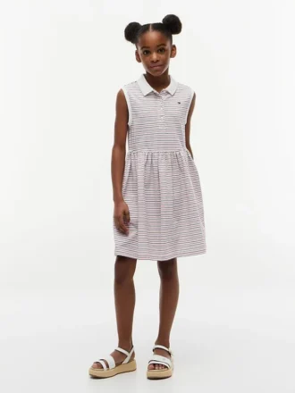 Vestido polo sin mangas a rayas para niña