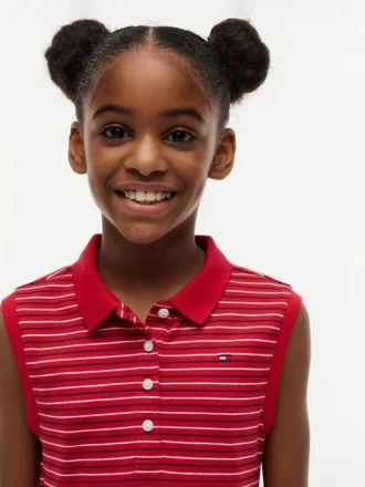 Vestido polo sin mangas a rayas para niña