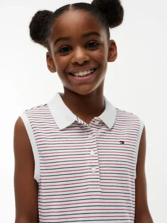 Vestido polo sin mangas a rayas para niña
