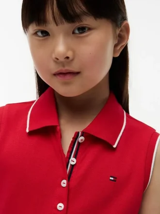 Vestido polo sin mangas con pliegues para niña
