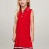 Vestido polo sin mangas con pliegues para niña