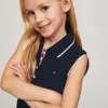 Vestido polo sin mangas con pliegues para niña