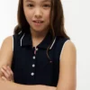 Vestido polo sin mangas con pliegues para niña