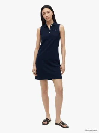 Vestido polo sin mangas de piqué elástico