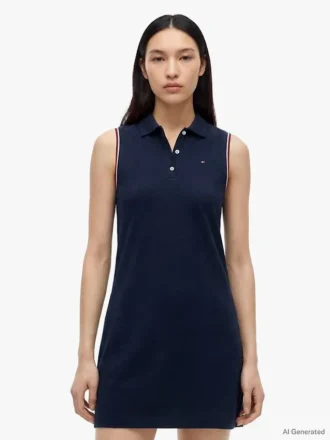 Vestido polo sin mangas de piqué elástico