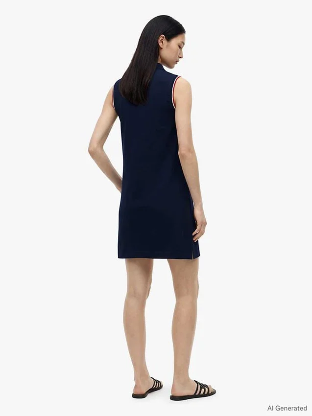 Vestido polo sin mangas de piqué elástico Vestido polo sin mangas de piqué elástico