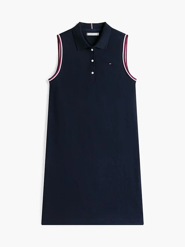 Vestido polo sin mangas de piqué elástico Vestido polo sin mangas de piqué elástico