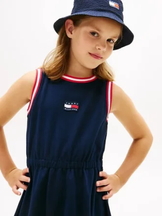 Vestido sin mangas con logotipo de bandera ondulada para niña
