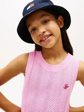 Vestido sin mangas de ganchillo para niña