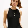 Vestido sin mangas de mezcla de tejidos Vestido sin mangas de mezcla de tejidos