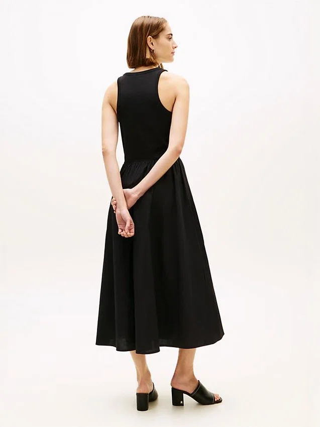 Vestido sin mangas de mezcla de tejidos Vestido sin mangas de mezcla de tejidos