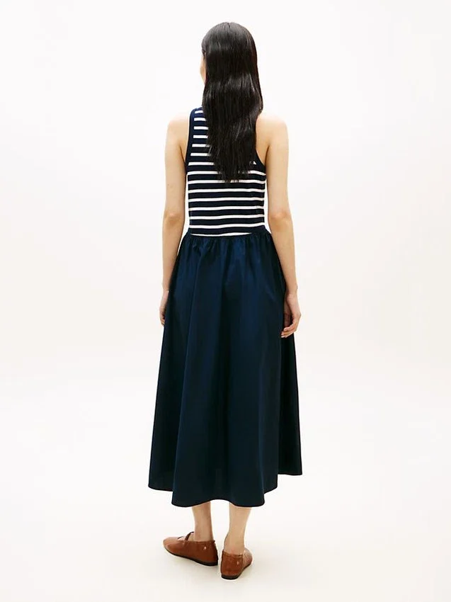Vestido sin mangas de mezcla de tejidos Vestido sin mangas de mezcla de tejidos
