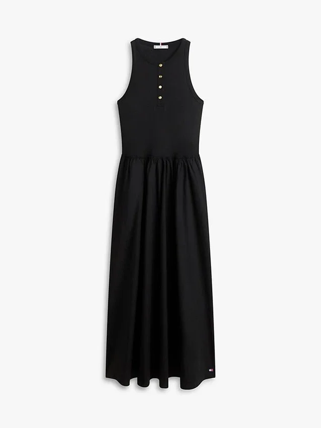 Vestido sin mangas de mezcla de tejidos Vestido sin mangas de mezcla de tejidos