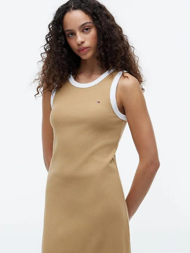 Vestido sin mangas de punto acanalado Vestido sin mangas de punto acanalado