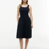 Vestido sin mangas midi de mezcla de tejidos Vestido sin mangas midi de mezcla de tejidos