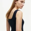 Vestido sin mangas midi de mezcla de tejidos Vestido sin mangas midi de mezcla de tejidos