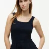 Vestido sin mangas midi de mezcla de tejidos Vestido sin mangas midi de mezcla de tejidos