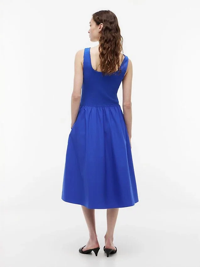 Vestido sin mangas midi de mezcla de tejidos Vestido sin mangas midi de mezcla de tejidos