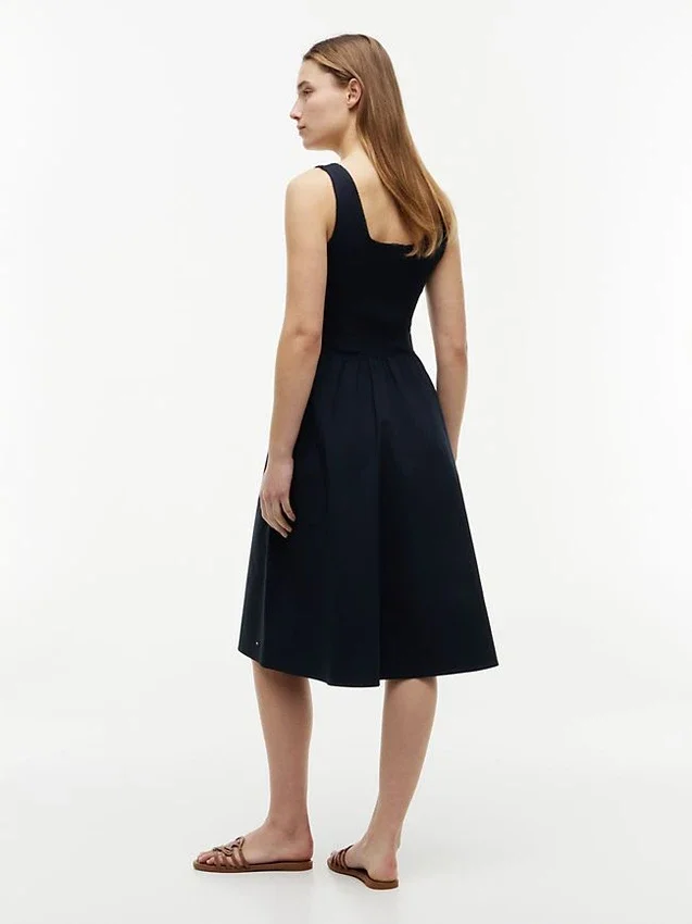 Vestido sin mangas midi de mezcla de tejidos Vestido sin mangas midi de mezcla de tejidos