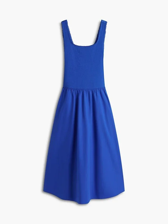 Vestido sin mangas midi de mezcla de tejidos Vestido sin mangas midi de mezcla de tejidos
