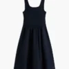 Vestido sin mangas midi de mezcla de tejidos Vestido sin mangas midi de mezcla de tejidos