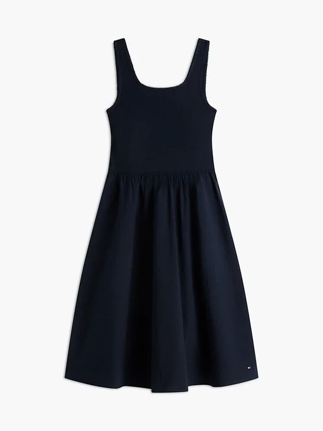 Vestido sin mangas midi de mezcla de tejidos Vestido sin mangas midi de mezcla de tejidos