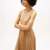Vestido sin mangas plisado de mezcla de tejidos Vestido sin mangas plisado de mezcla de tejidos