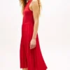 Vestido sin mangas plisado de mezcla de tejidos Vestido sin mangas plisado de mezcla de tejidos