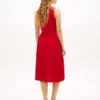 Vestido sin mangas plisado de mezcla de tejidos Vestido sin mangas plisado de mezcla de tejidos