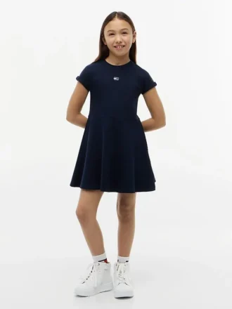 Vestido skater con logotipo de bandera en tonos para niña