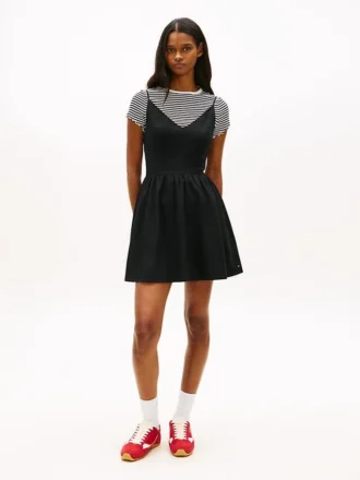 Vestido skater de mezcla de lino de Tommy Jeans